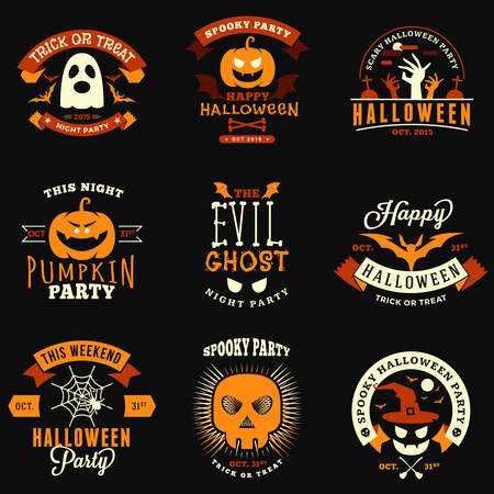 halloween party set of retro vintage halloween badges labels halloween night party - Halloween Night Party halloween party set of retro vintage halloween badges labels halloween night party - Halloween Night Party
