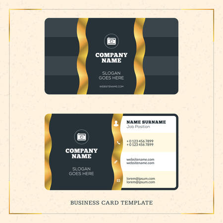 creative golden business visiting card vector design template