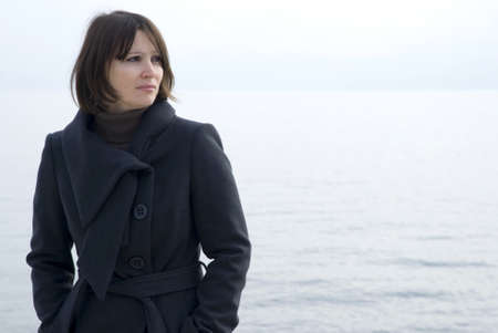 sad lonely: Portrait of serious young woman