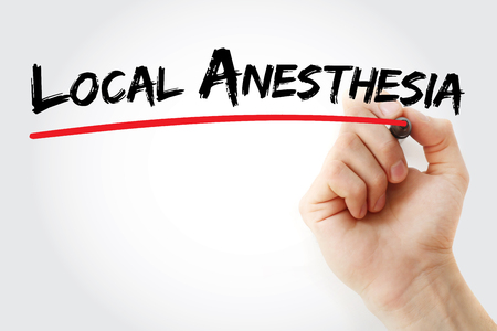 hand writing local anesthesia with marker concept background stock local anesthesia