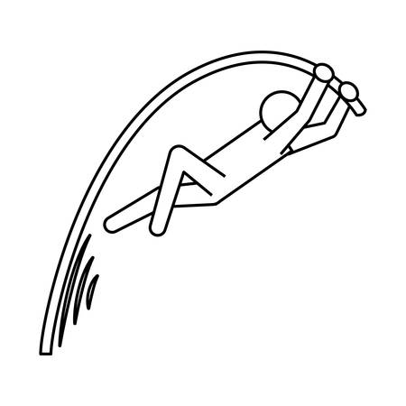 Line pictogram man practice pole vault sport, vector illustration Stock Photo