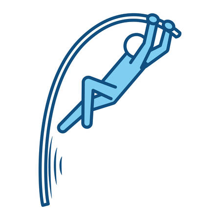 Blue line pictogram man practice pole vault sport, vector illustration Stock Photo