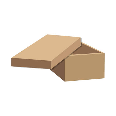 carton box with lid icon over white background colorful design