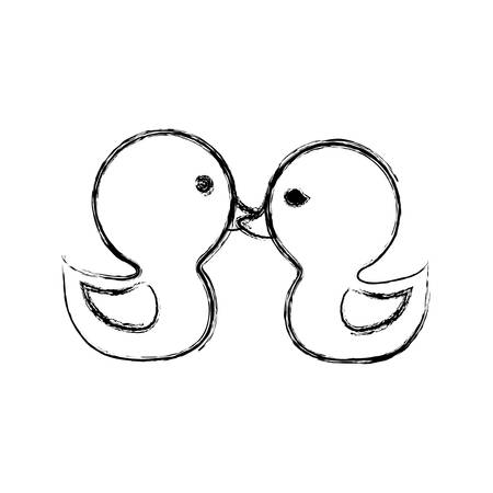 アヒル アイコン白背景ベクトル イラスト上のかわいいカップル のイラスト素材 ベクタ Image 88410612