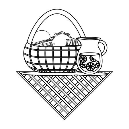 Limonadenkrug Und Picknickkorb Mit Schnellimbiss Uber Buntem Design Des Weissen Hintergrundes Vector Illustration Lizenzfrei Nutzbare Vektorgrafiken Clip Arts Illustrationen Image 92446659