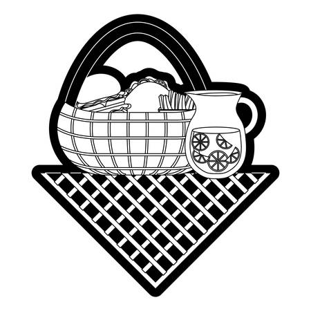 Limonadenkrug Und Picknickkorb Mit Schnellimbiss Uber Buntem Design Des Weissen Hintergrundes Vector Illustration Lizenzfrei Nutzbare Vektorgrafiken Clip Arts Illustrationen Image 92446659