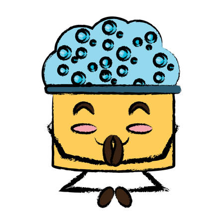 白い背景の上に泡のアイコンとかわいい幸せなバケツ カラフルなデザインイラスト のイラスト素材 ベクタ Image