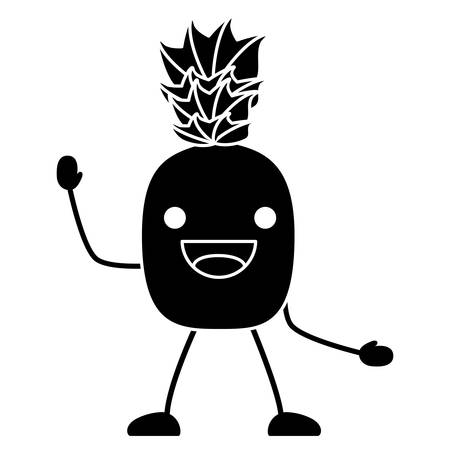 白い背景の上に興奮したパイナップルアイコン ベクトルイラスト可愛いのイラスト素材 ベクタ Image