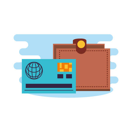 Wallet with credit card ecommerce vector illustration design