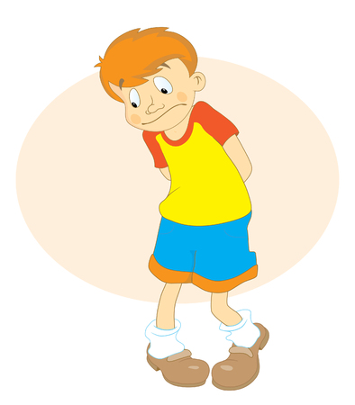 Standing boy with sad eyes visor