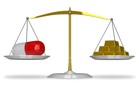 Weisse Und Rote Pille Und Gold Euro Zeichen Auf Skalen Isoliert Lizenzfreie Fotos Bilder Und Stock Fotografie Image