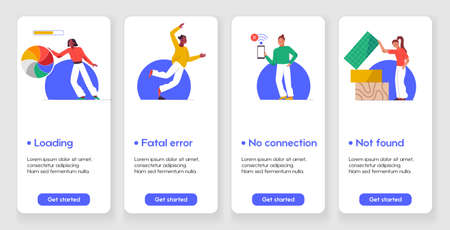 Template designs empty states for mobile app pages concept