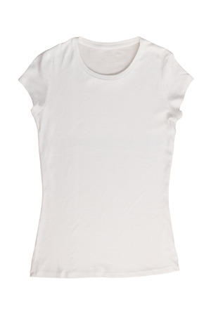 blank female t shirt isolated on a white background stock photo