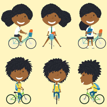 バイクでアフリカ系アメリカ人の学校の女の子はベクトル イラストです 子供たちは 学校に行きます 自転車のライダーの学生のコレクション のイラスト素材 ベクタ Image バイクでアフリカ系アメリカ人の学校の女の子はベクトル イラストです 子供たちは 学校に行きます 自転車のライダーの学生のコレクション のイラスト素材 ベクタ Image