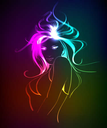 手描きのファッションモデル ネオンから イラスト 軽い女の子の顔 のイラスト素材 ベクタ Image 手描きのファッションモデル ネオンから イラスト 軽い女の子の顔 のイラスト素材 ベクタ Image