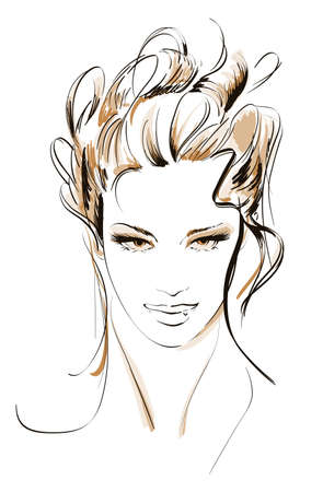hand drawn fashion model illustration woman s face royalty free