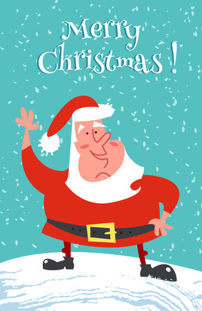 funny merry christmas card with happy santa claus vector cartoon illustration in hand draw style - Funny Merry Christmas Greetings funny merry christmas card with happy santa claus vector cartoon illustration in hand draw style - Funny Merry Christmas Greetings