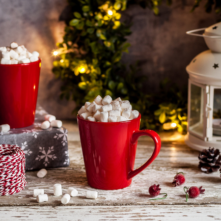 christmas hot chocolate with marshmallows in red mugs square stock photo 89511652 - Christmas Marshmallows christmas hot chocolate with marshmallows in red mugs square stock photo 89511652 - Christmas Marshmallows