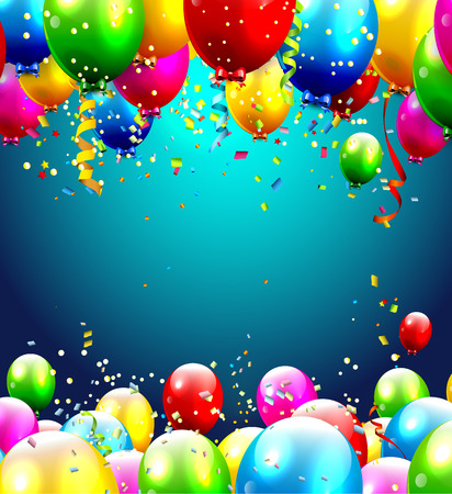 Colorful birthday balloons - background with place for text