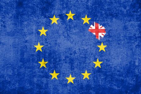 brexit blue european union eu flag on grunge texture with eraser