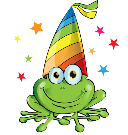 crazy frog party cartoon on white