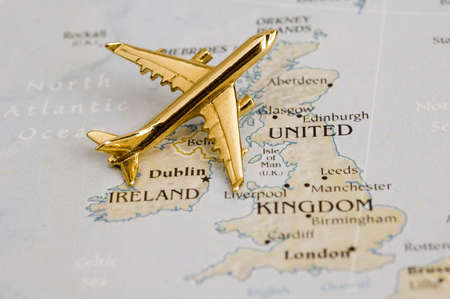 Plane Over UK - Map Is Copyright Free Off A Government Website.. Stock Photo, Picture And Royalty Free Image. Image 10418323.