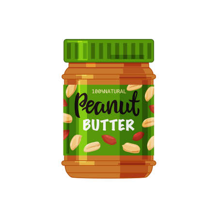 A jar of peanut butter on a white background. Vector illustration. Vector Illustration