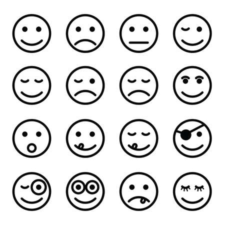 smiley faces in black and white color set art illustration royalty