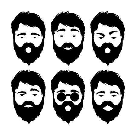 髭の男が白い背景で隔離のモダンなフラット絵文字のイラスト のイラスト素材 ベクタ Image