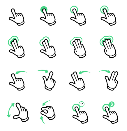 Panel touch icon set-cartoon style Ilustrações vetoriais