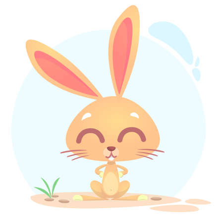 かわいい漫画のウサギ 農場の動物 笑顔のウサギのベクトル イラスト のイラスト素材 ベクタ Image