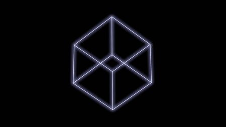 Synthwave cube shapes 80s retro futurism black background style 3d illustration render Stock Photo