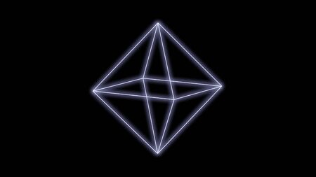Synthwave prism shape 80s retro futurism black background style 3d illustration render Stock Photo