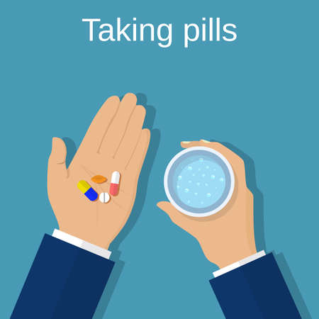 手をつかむ薬薬カプセル ベクトル のイラスト素材 ベクタ Image