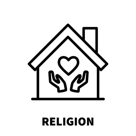 宗教アイコンまたは近代的なライン スタイルのロゴです Web サイトのデザインおよびモバイル アプリケーションの高品質黒のアウトライン ピクトグラム 白の背景にベクトル イラスト のイラスト素材 ベクタ Image