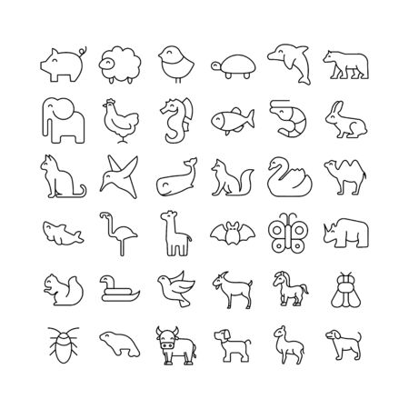 Premium set of animals line icons. web symbols for web sites and mobile app. modern vector symbols, isolated on a white background. simple thin line signs. Vector Illustration