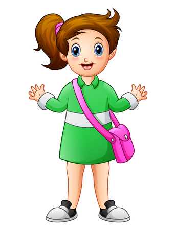 かわいい女子高生のベクトル イラストは学校に行くのイラスト素材 ベクタ Image