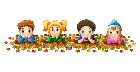 Kids playing with autumn leaves Stock Photo - 87236246