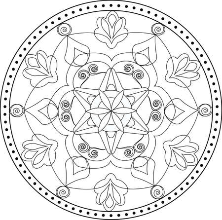 塗り絵の幾何学模様に花の図 のイラスト素材 ベクタ Image