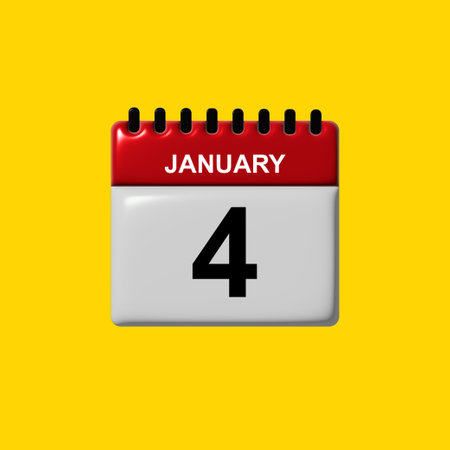 4 Janvier, Icône Du Mois De La Date Du Calendrier Avec Un Design Plat Banque D'Images et Photos Libres De Droits. Image 70170179