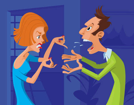 カップルの男と女が喧嘩します のイラスト素材 ベクタ Image