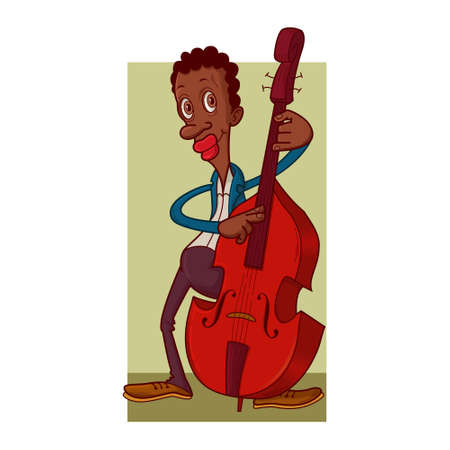 漫画少年がバイオリンを弾きます 白の背景にベクトル クリップ アート イラスト のイラスト素材 ベクタ Image