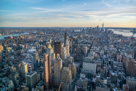 Manhattan skyline from above new york city