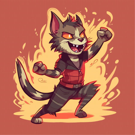 ilustração de desenho animado de mascote de gato ninja fofo