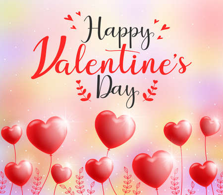 cute happy valentines day calligraphy greeting card design with