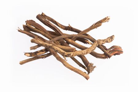 Medicinal roots de zarzaparrilla - smilax aspera. white background Zdjęcie Seryjne