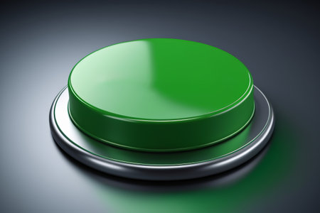 Green round button 3d display