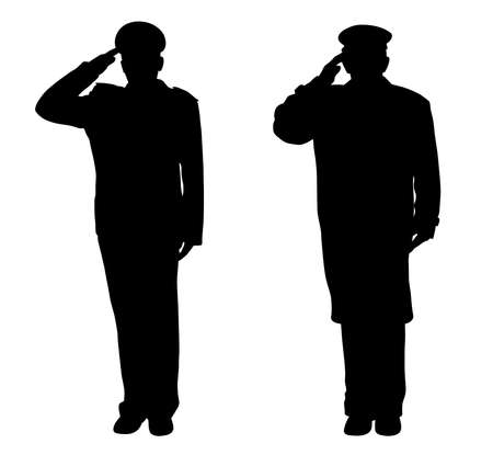 Soldier, officer, captain, policeman, sailor or firefighter saluting - 13375506