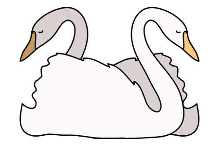 白鳥の心 心を作成する 2 つの白鳥 のイラスト素材 ベクタ Image