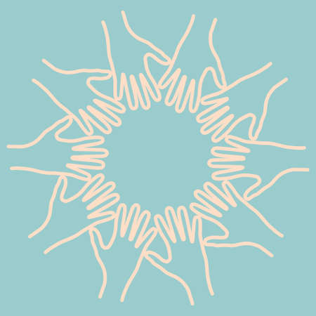 人の手は一緒に団結 チームワーク 連帯 友情 パートナーシップ コミュニケーション アメリカのイラスト 会議のイラスト素材 ベクタ Image